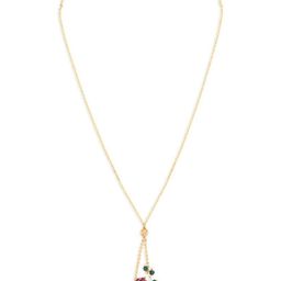 Efulgenz Gold-Toned & Red Delicate Pendant Gold-Plated Necklace-16