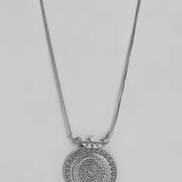 Sangria Silver-Toned Silver-Plated Oxidised Necklace-1