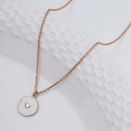 VANBELLE 925 Sterling Silver Rose Gold-Plated Heart-Shaped Enamelled Pendant With Chain-13