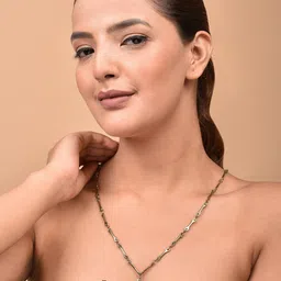XPNSV Brass Gold-Plated Real Stones Studded Necklace-image-91