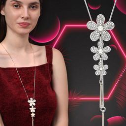 Shining Diva Fashion Silver-Toned & White Silver-Plated Necklace-48