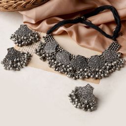 TEEJH Oxidised Silver-Plated Jiera Jewellery Set-35