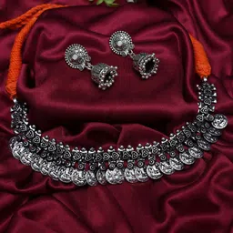 Ozanoo Silver-Plated Oxidised Jewellery Set-picture-42