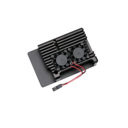 Aluminum Heat Sink Case with Double Fans for Raspberry Pi 4B – Black image 1