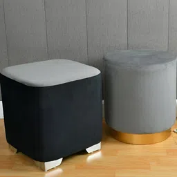Shadowkart Black & Grey Wooden Square Ottoman-image-19