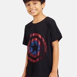 Marvel by Wear Your Mind Boys Black & Red Cotton Avengers Captain America Print T-shirt-picture-15