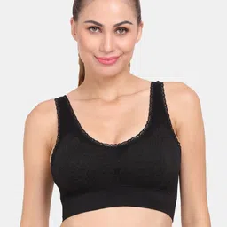 Amour Secret Black Graphic Lightly Padded Dry Fit Sports Bra-image-60