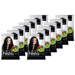 Nisha Set of 12 Henna Based Hair Colour 300g - Natural Black-0