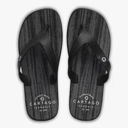 CARTAGO Men Black & Grey Printed Thong Flip-Flops-picture-9