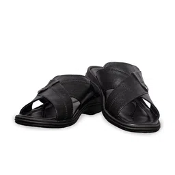 Khadims Men Black Solid Comfort Sandals-picture-4