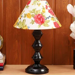 Foziq Black & White Floral Printed Metal Table Lamps-22