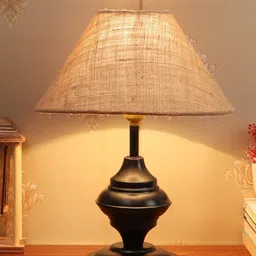 Foziq Black Solid Table Lamps With Fabric Shade-17