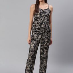 Cation Women Black & Beige Printed Night suit-image-23