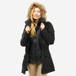 Women's waterproof 3in1 travel trekking jacket - Travel 700 -10° - Black-image-0