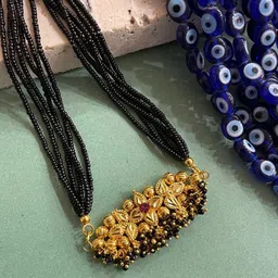 Digital Dress Room Gold-Plated Stone-Studded Beaded Mangalsutra-58