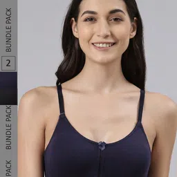 Dollar Missy Pack of 2  Cotton Wire-Free Full Coverage Bra DES-1051-R3-BLK-NVY-PO2-image-58
