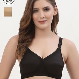 Floret Women Black & Nude Cotton Non Padded Bra-39