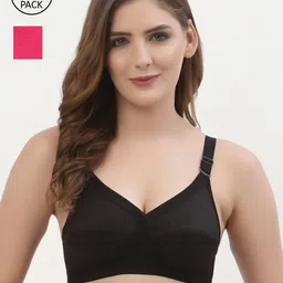 Floret Black & Magenta Pack of 2 Full Coverage Cotton Bra-picture-32