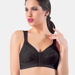 Dazzle Black Non Padded & Non Wired Embroidered Bra-image-93