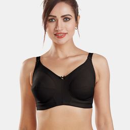 Dazzle Black Solid Non Wired Non-Padded Minimizer Bra-picture-11