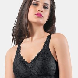 Dazzle Black Abstract Non Padded Non-Wired Bra-22