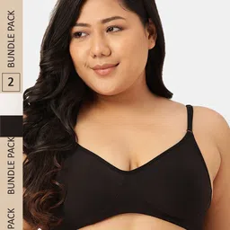 Sztori Pack of 2 Cotton Seamless Non-Padded Bra SZ-P-COOL-WHT-BLK-2-image-62