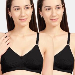 Sonari Black Set Of 2 Non Padded Non Wired Pure Cotton Everyday Bra-2