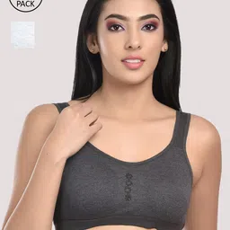 StyFun Black & White Super Support Full Coverage Dry Fit Bra Pack Of 2-picture-0