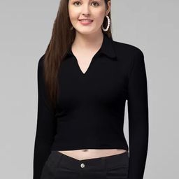 Dream Beauty Fashion Shirt Collar Fitted Crop Top-picture-46