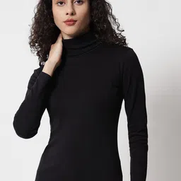 LE BOURGEOIS Slim Fit High Neck Cotton Top-image-98