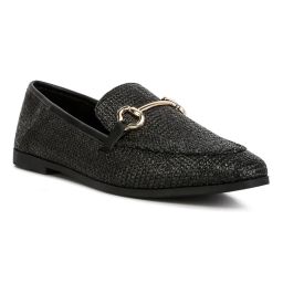 London Rag Black Horse Bit Detail Flat Loafers-image-76
