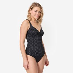 Women Swimming One Piece Swimsuit Polka Dots Black-image-5