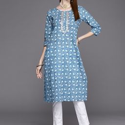 Varanga Floral Printed Gotta Patti Pure Cotton Kurta-image-98