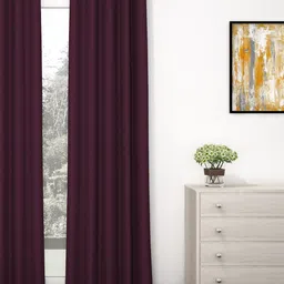 Story@Home Faux Silk Solid Solid 300GSM Purple Room Darkening Blackout Long Door Curtain - Set Of 1-image-83