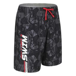 Men's Long Swim Shorts 100 Geo Quick-Dry & Comfortable Black-image-12