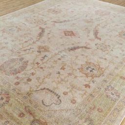 Beige and Brown Wool Geometric 2 Ft X 3 Ft Hand Knotted Carpet by Jaipur Rugs-image-1