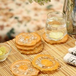 DULI Set Of 6 Mustard Yellow Flakes Textured Coasters-image-44