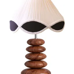 Aura White Wood Traditional Abstract Shaped Table Lamp-35