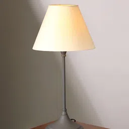 FIG Rustique Off White & Grey Metal Frustum Shaped Table Lamp with Bulb-image-12