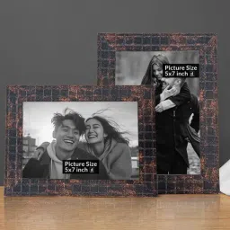 art street Beige Engineered Wood Square Designed Black and Brown Photo Frame Table-picture-40