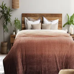 GAPU & BALY Copper-Toned Striped AC Room 300 GSM Single Bed Blanket-image-71