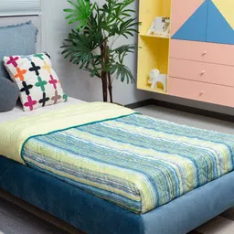 URBAN SPACE Yellow Striped AC Room Single Bed Blanket-image-68
