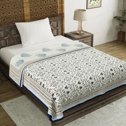 BLOCKS OF INDIA Grey & Brown Ethnic Motifs AC Room 150 GSM Single Bed Dohar-38