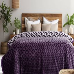 GAPU & BALY Violet Geometric Summer 300 GSM Double Bed Blanket-image-6