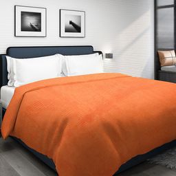 DHROHAR Orange Fur Geometric  Mild Winter 300 GSM Double Bed Blanket-image-8