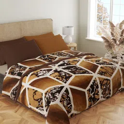 Nivasam Urbana Brown Geometric Mink Heavy Winter 500 GSM Double Bed Blanket-image-71