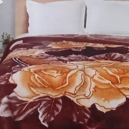 Signature Maroon Floral Microfiber Heavy Winter Double Bed Blanket-3