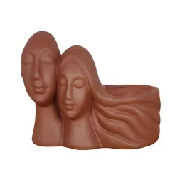 LASAKI Brown Textured Ceramic Couple Planter-6