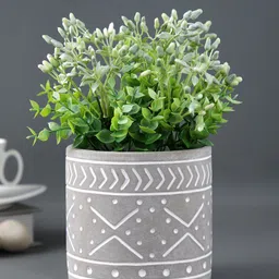 TAYHAA Grey & White Engraved Ceramic Planter-50