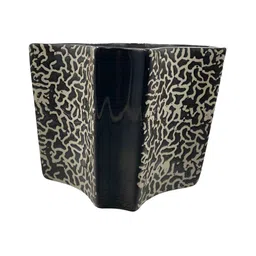 INDIA MEETS INDIA  Black & Cream-Coloured Textured Ceramic Planter-image-93